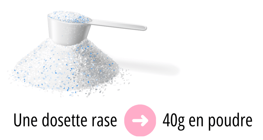 Quantité de CMV Harmonie gestation dans une dosette rase : 40 g en poudre.